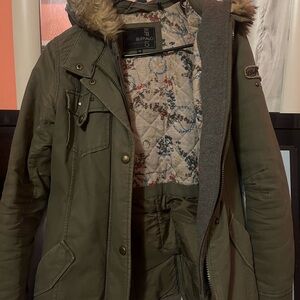 Buffalo David Bitton Men's Khaki Jacket with Fur Trim